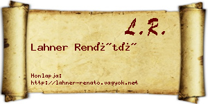 Lahner Renátó névjegykártya